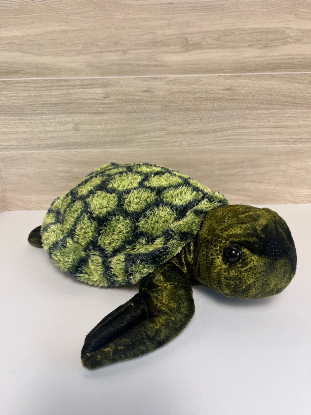 Aurora Stuffed Animal Plush Sea Green Gold Reptile Turtle 11" Long
